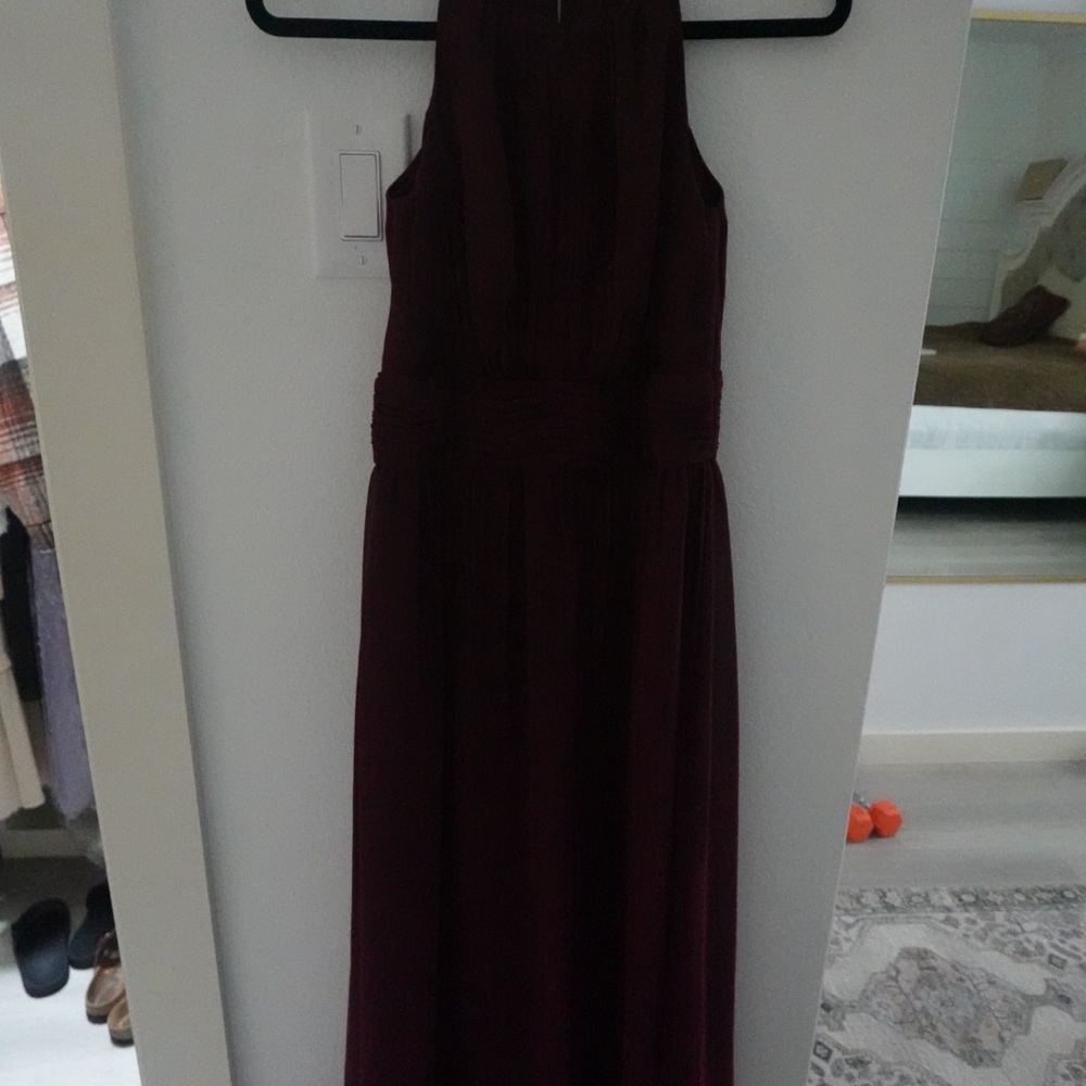 Elegant Burgundy Halter Dress
